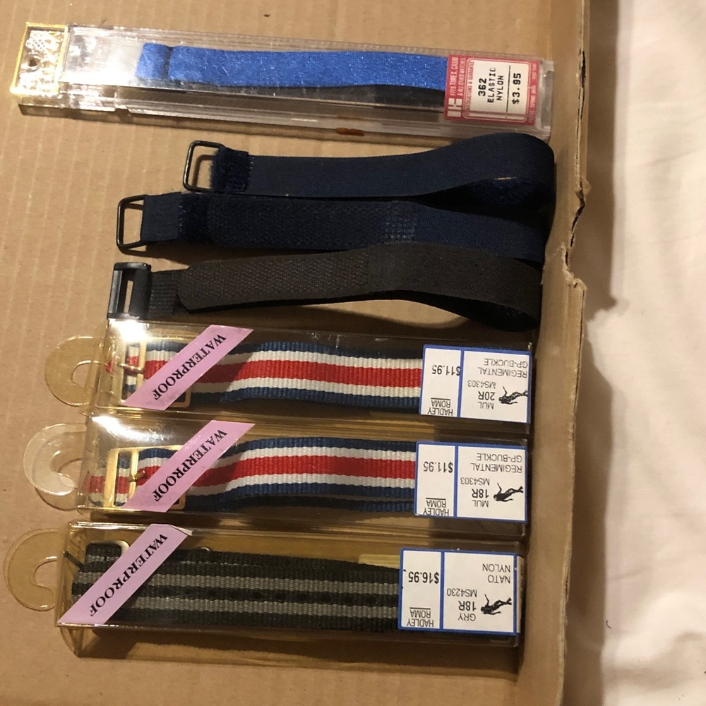 Roma Men's watch straps- Navy, Black, Blue, Red-White-Blue, Olive Stripes